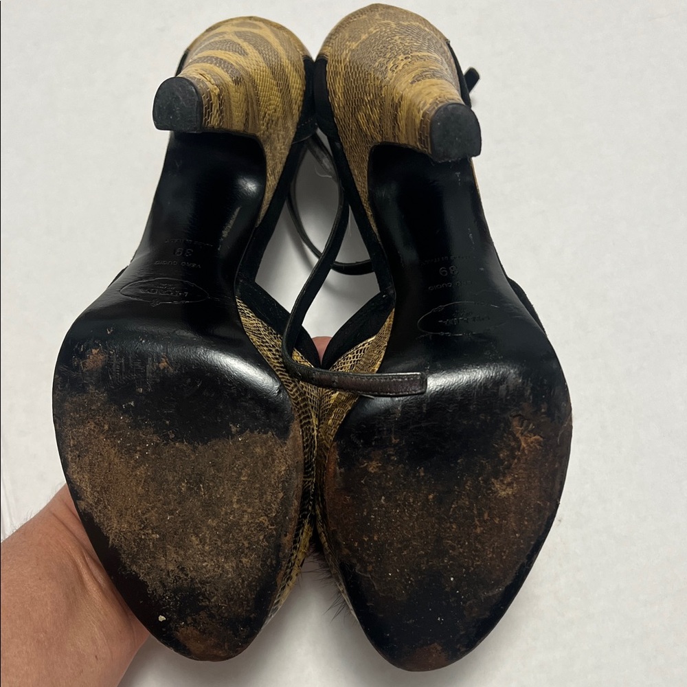 Prada Black and Tan Women's Heels - Picture 2 of 5